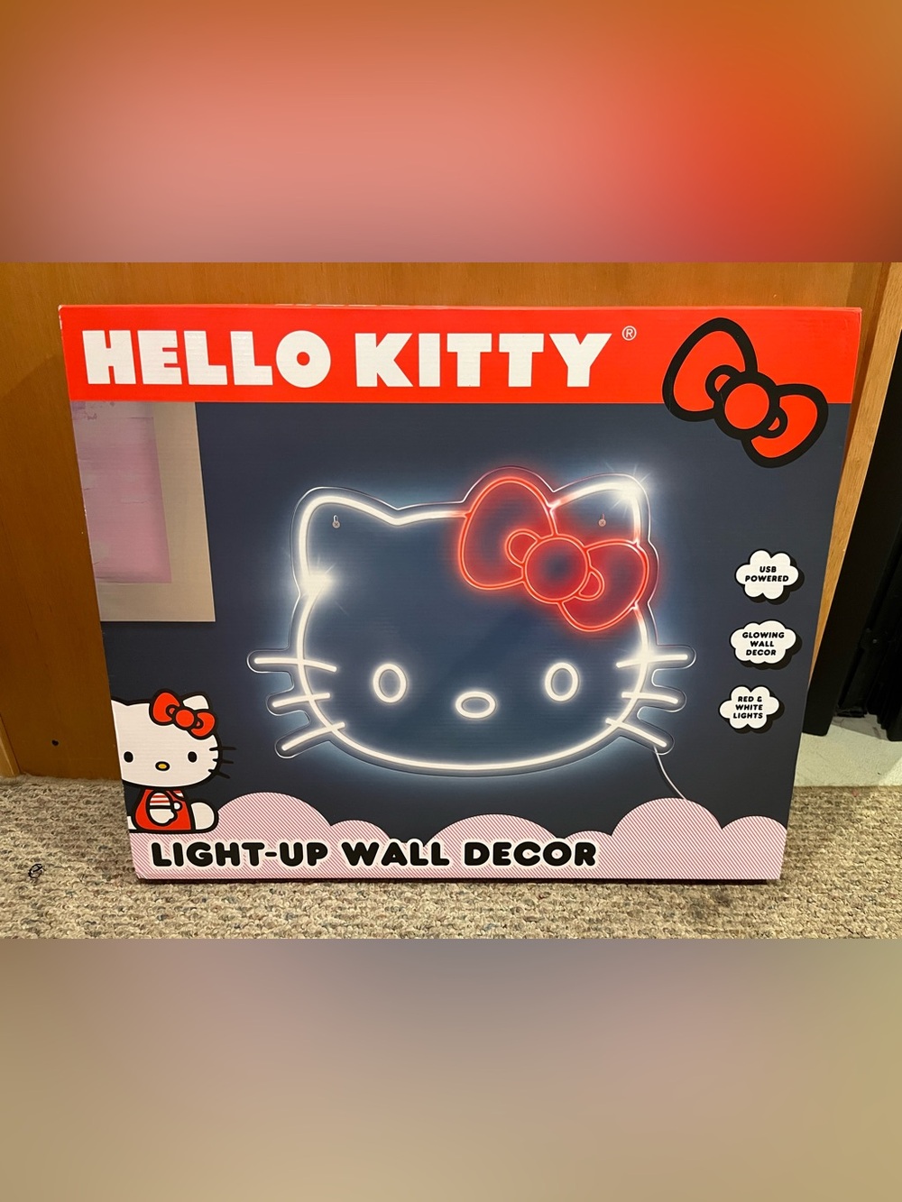 Hello Kitty Neon Wall Light - White & Red Accent new in box!